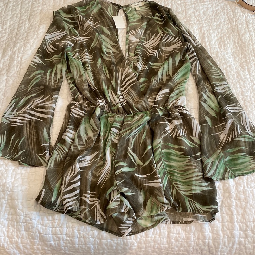 Tropical Green Shorts Romper